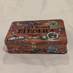 NWOT Girl Scout Memories Tin Box Container (Hinged, Official GSUSA Product)
